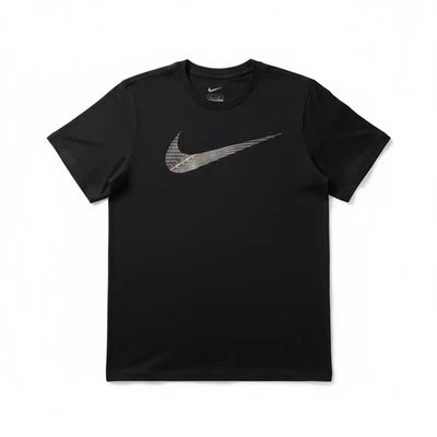 Nike Dri-FIT Fitness Tee T-Shirt FJ2464-010 Swoosh Gold Men's Black NWT - Image 1 of 4