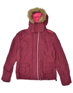 SUPERDRY Womens Hooded Rain Jacket Medium Maroon Nylon SO01 - Picture 1 of 3