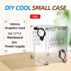 Clear Acrylic Mini ITX Case 360 Degrees Open Hollow Cooling DIY Mini ITX Comp CB - Afbeelding 1 van 24