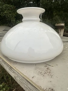 Vintage Öllampenschirm weiß Milchglas 9 1/8 - 23,3 cm Durchmesser - Bild 1 von 6