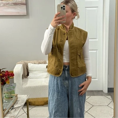 NWT Rag & Bone Vest Dexter Sleeveless Utility in Dark Camel - Image 1 of 4