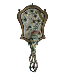 Vtg Two's Company Mandalay Austrian Crystal & Enamel Parrot Bird Hand Mirror - Picture 1 of 10