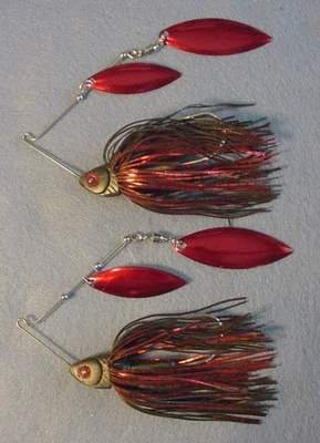 R&S BAITS Lot of 2 Pro Assassinator 1/2 oz Spinnerbait Compact DWR-CRB Covert Red & Black