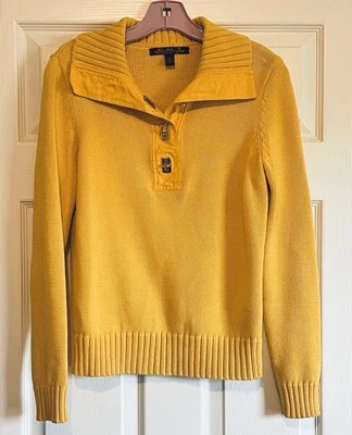 Lauren Ralph Lauren женщин вязаный пуловер свитер поворот замок желтое золото маленький - Изображение 1 из 4