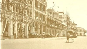 Singapore rppc Collyer Quay Prince of Wales Visit 1922 Tram Cars  - Picture 1 of 2