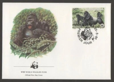 RWANDA 1985 FOUR FDCS GORILLA BERINGEI WORLD WILDLIFE FUND    - Image 1 of 4