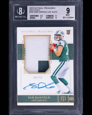 2018 National Treasures Rookie Patch Auto Sam Darnold RC Jersey Gold /10 - Image 1 of 2