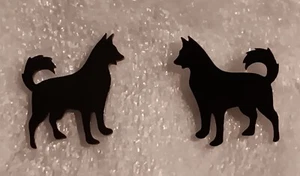 Schwarze Farbe Akita Chow Husky Hund Ohrringe Edelstahl Paar - Bild 1 von 3