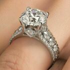 3Ct Round Simulated Diamond Women's Halo Engagement Ring 14K White Gold Plated