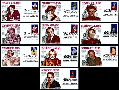 USA, SCOTT # 5213-5222, RARE GLEN SET OF 10 FDC COVERS DISNEY VILLAINS CARTOONS - Image 1 of 4