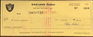 Al LoCasale 1978 Oakland Raiders signed payroll check BAS - Picture 1 of 4