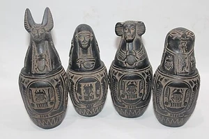 RARO FARAÓN EGIPCIO ANTIGUO ANTIGUO 4 frascos canópicos momificación Antiguo Egipto - Imagen 1 de 10