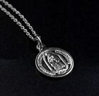 Solid 925 Sterling Silver Plain Silver Our Lady of Guadalupe Sign 16+2" Necklace