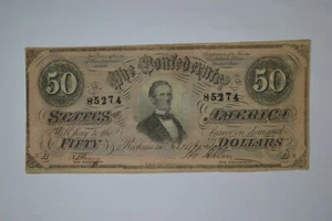 Confederate $50 Note- February 17, 1864- Crispy EF/AU - Picture 1 of 4