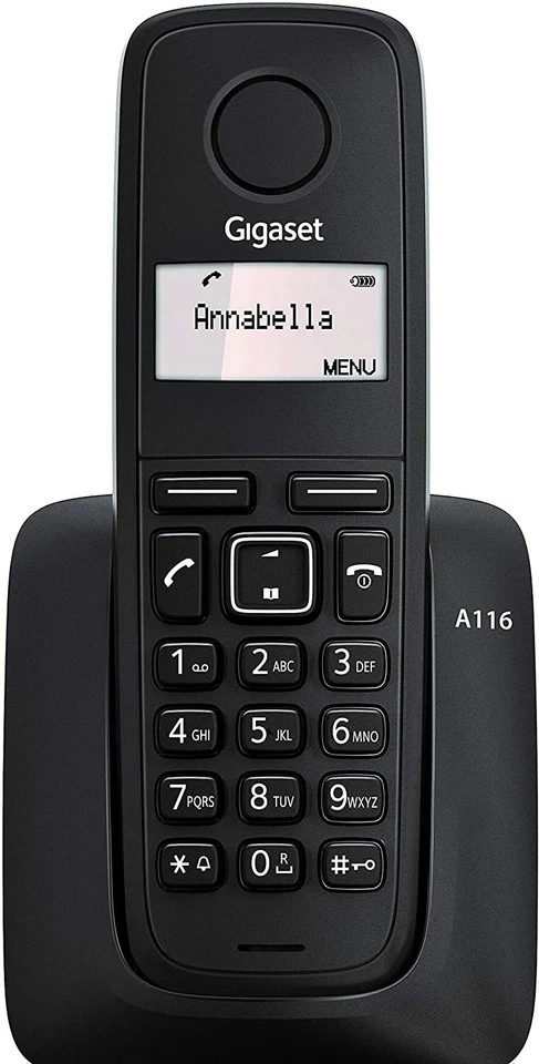 Gigaset A116 Telefono Fisso Casa Senza Fili Cordless Ufficio Portatile DECT Nero - Immagine 1 di 4