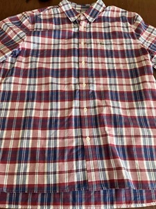 Lacoste Size 42 Regular Fit Blue Check Short Sleeve Button Down Shirt L - Picture 1 of 9