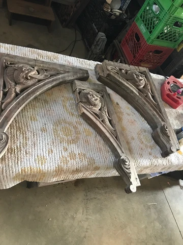 3 pieces antique carved whimsical dolphin Corbel 26 x 16 Antique Cover