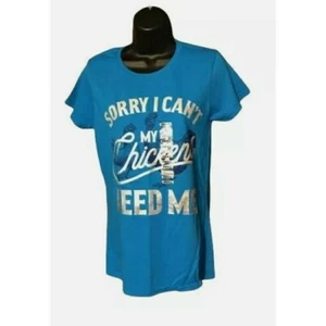 Women's Graphic Shirt "Sorry I cant my chickens need me" Size Medium New - Picture 1 of 2