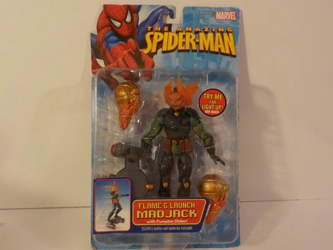 J0103 Spider-man Flame and Launch Mad Jack 6 Inch Figure ToyBiz Cover