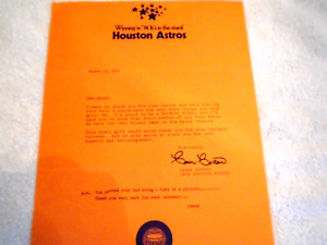 CESAR CEDENO Signed 1974 Astros Letter