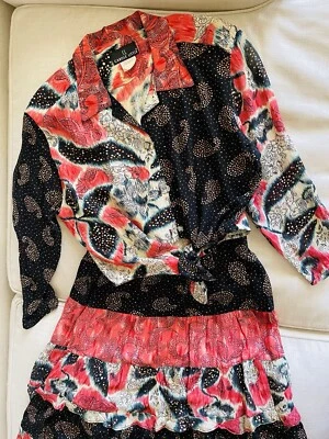 Maxi Conjunto Top Vintage Carole Little Años 90 Talla 6 Falda Niveles Talla 8 Usable Arte Foto 1 de 4