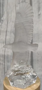 Goebel 6” Solid Crystal Frosted Glass Eagle w/ Wings Spread Figurine Clear Base - Picture 1 of 4