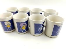 SET of 8 Retro MORTON SALT GIRL Ad 150 Years Commemorative Mugs Coffee Tea Cups