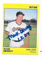 MARK DEWEY 1989 STAR AUTOGRAPHED SIGNED # 85 SAN JOSE GIANTS