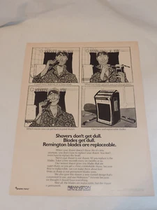 Remington Letro Blade Shaver 1972 gran formato página completa anuncio impreso en blanco y negro - Imagen 1 de 3