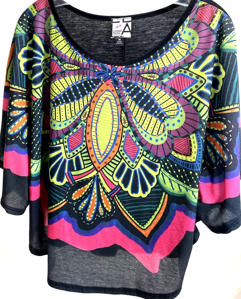 Living Doll Los Angeles Mujer 90’s y2k Camisa Estampado Mariposa Manga Ala de Murciélago Foto 1 de 4