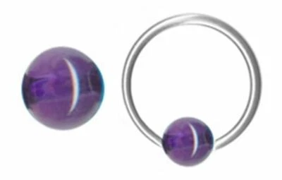 Anel Daith orelha labial cativo calibre 16 3/8" pedra ametista 4mm aço * - Imagem 1 de 4