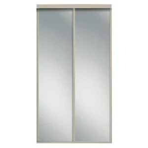 Contractors Wardrobe Sliding Closet Door 48"x96" Aluminum Frame Brushed Nickel - Picture 1 of 4
