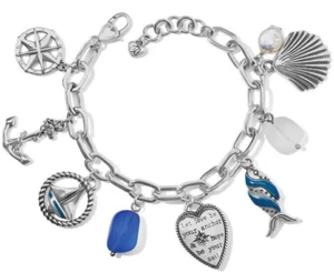 Brighton ANCHOR & SOUL Nautical Silver Fish Boat Charm Bracelet MSRP $128  NEW - Picture 1 of 4