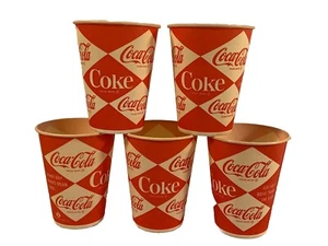 (5X) Coke Coca Cola 9oz Becher Wachspapier Automatisch Maryland Tasse Baltimore - Bild 1 von 8