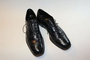 Johnston & Murphy Aristocraft Black Leather Brogue Dress Shoes Mens Size 9.5 - Picture 1 of 8