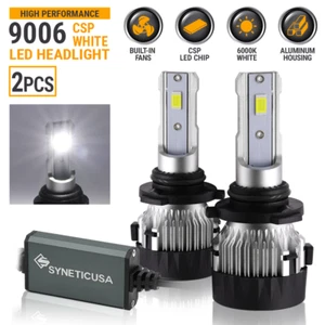 Syneticusa 9006 CSP LED Headlight Fog Bulbs 6000K White Light Bracket Rotate - Picture 1 of 11