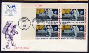 1969 Man on the Moon (Scott C76) - Marg Plate Block FDC TB292 - Bild 1 von 1