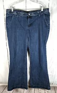 Pantalones de mezclilla para mujer OLD AZUL MARINO pierna ancha 14 elásticos regulares de lavado medio - Imagen 1 de 7