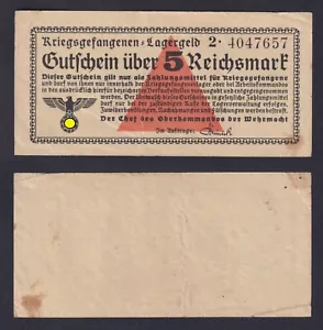 Billet Allemagne 5 Reichsmark Lagergeld (Prisonniers) 1939 BB / VF. - Picture 1 of 1