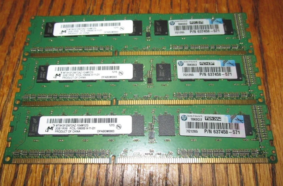 Lot 3 - 2GB Micron MT9KSF25672AZ-1G4M1ZG DDR3-1333 PC3L-10600E Memory HP-637458 - Image 1 of 1
