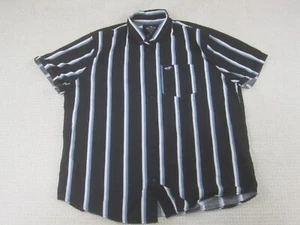 Hollister Shirt Mens XL Black Striped Casual Epic Flex Short Sleeve Button Down - Picture 1 of 8