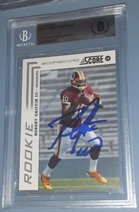 ROBERT GRIFFIN III WASHINGTON REDSKINS SIGNED 2012 SCORE ROOKIE CARD BAS SLABBED - Picture 1 of 3