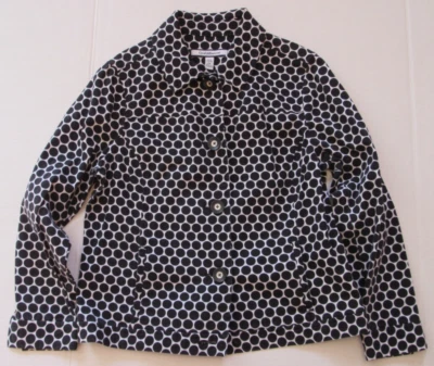 Croft & Barrow Collared Black & White Polka Dot Button Jkt/Blazer Size Petite M - Image 1 of 3