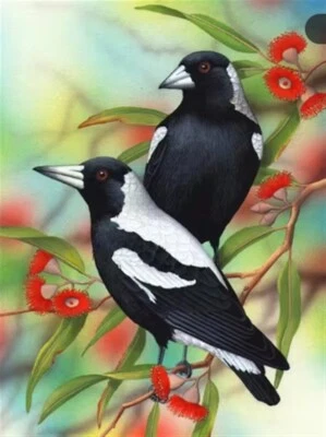 5D Diamond Painting Kit Full Round Drill Magpies in Tree 20X30 CM Craft Art DYI - image 1 of 3