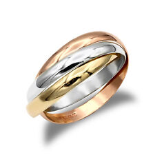 9ct 3-Colour Gold Jewelco London Interlocked 3mm Russian Wedding Ring