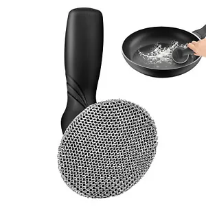 Cast Iron Skillet Cleaner, Chainmail Scrubber with Long Handle for Grill Pan - Picture 1 of 9
