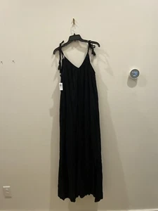 Old Navy size M Tall black spaghetti strap lined maxi dress side slit Nwt - Picture 1 of 3