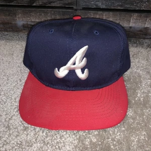 VIntage American Needle Atlanta Braves Wool Snapback Hat Plain Logo 125th Pin - Picture 1 of 5