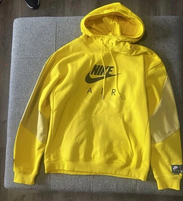 *NEW* MEN Nike Air Fleece Pull Over Hoodie Yellow / Black  (HJ0273 718)👍 - Image 1 of 4