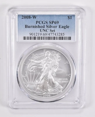 SP69 2008-W Burnished Silver Eagle Annual Set PCGS Blue Label *7970 - Image 1 of 4